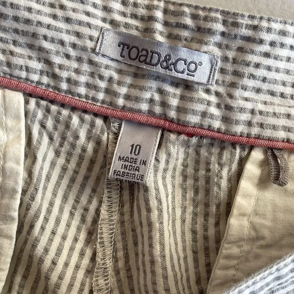 Toad&Co Seersucka Shorts Breton 100% Organic Cotton size 10 - Picture 4 of 6